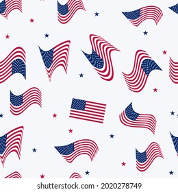 The American flag. seamless pattern. Vector graphics. white background.
