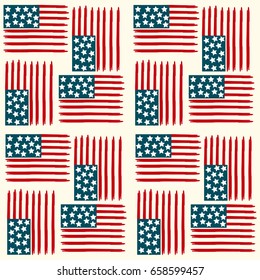 American Flag Seamless Pattern. Vector Illustration.