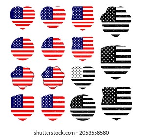 american flag set for t shirt design graphic vector 