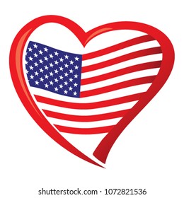 American flag  in shape of heart