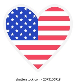 American flag in the shape of a heart. US Presidential Election. Voting, patriotism and independence concept.