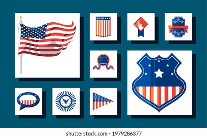 american flag shield badge icon