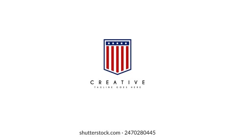 American flag shield logo design vector illustration.