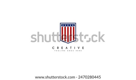 American flag shield logo design vector illustration.