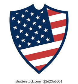 american flag shield. Vector flat icon