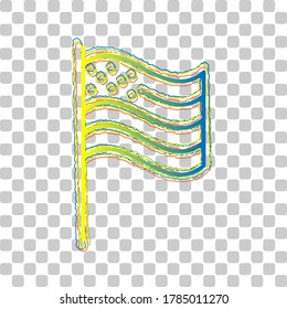 American flag sign. Blue to green gradient Icon with Four Roughen Contours on stylish transparent Background. Illustration.