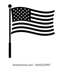 American Flag Silhouette, Black and White USA Flag Vector, United States Flag Silhouette, USA, USA Flag