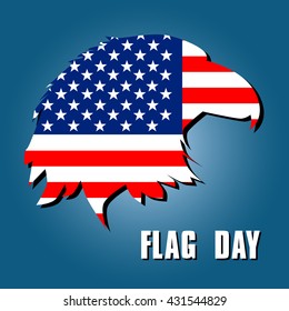 American flag in the silhouette of an eagle. Flag day