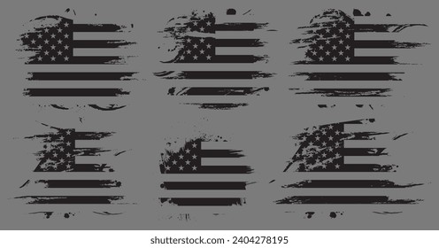 American Flag Silhouette, grunge USA flag set vector, grunge, flag, silhouette, independence, July, 4th of July, 4th July, flag silhouette