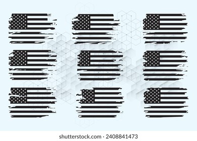 American Flag Silhouette, grunge USA flag set vector, grunge, flag, silhouette, independence, July, 4th of July, 4th July, flag silhouette