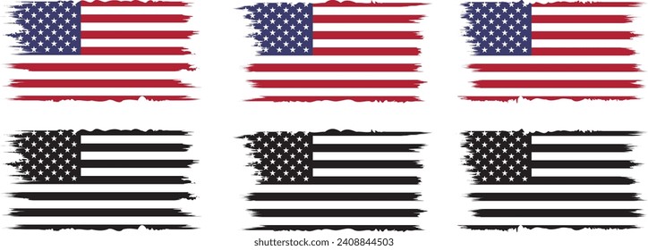 American Flag Silhouette, grunge USA flag set vector, grunge, flag, silhouette, independence, July, 4th of July, 4th July, flag silhouette