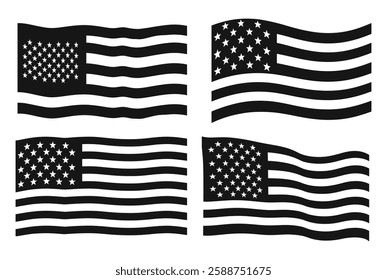 American flag silhouette vector illustration
