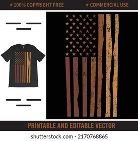 American Flag Skin Tones T-Shirt Vector Design.