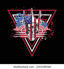 American Flag With skull Design T-shirt design, With This Instant Download, Which Includes: - Eps file, File Size : 2500 X 2500 Pixels. svg