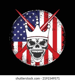 American Flag With skull Design T-shirt design, With This Instant Download, Which Includes: - Eps file, File Size : 2500 X 2500 Pixels. svg