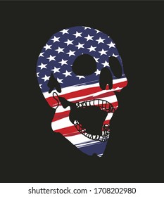 American flag  skull graphic design vector art