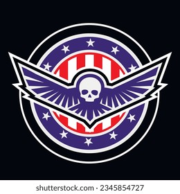 American Flag Skull, grunge vintage design t shirts
 