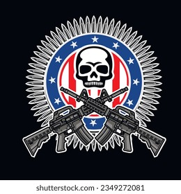 American Flag Skull, grunge vintage design t shirts
 