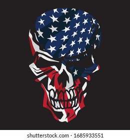 American Flag Skull Isolated Vector Illustration