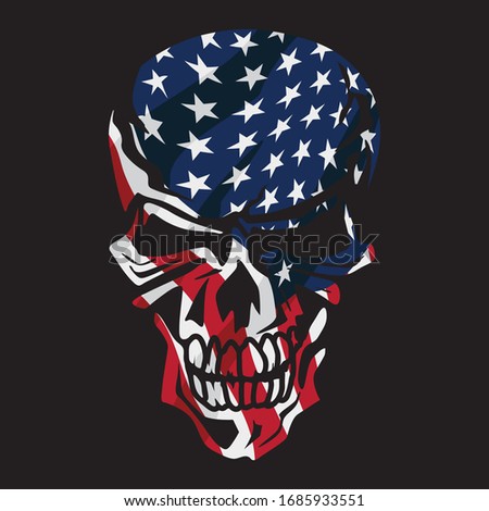 American Flag Skull Isolated Vector Illustration