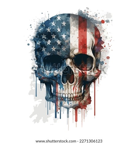American Flag Skull Isolated Vector Illustration T-Shirt graphics design famous, vector design icon isolated Art skull.