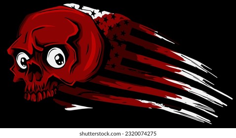 American flag with skull on black background vector illustration design