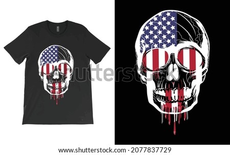 American Flag Skull T-Shirt Vector, USA Flag T-Shirt, Patriotic Shirt, 4th Of July Shirt, Military Veteran Shirt, Usa Army TShirt, Fourth of July Tee