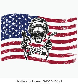 Calavera de la bandera americana, Cráneo Archivo de Vector de la bandera americana