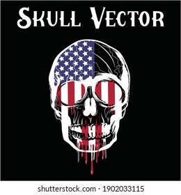 American Flag Skull Vectors Design