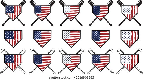 American Flag Softball, Home Plate US Flag, Baseball Cut Files