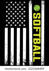 American Flag Softball vector art design, eps file. design file for t-shirt. SVG, EPS cuttable design file