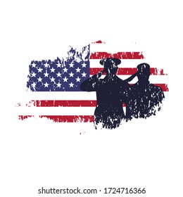  American flag and soldiers. Veteran's, memorial day poster. Honoring all who served. USA army