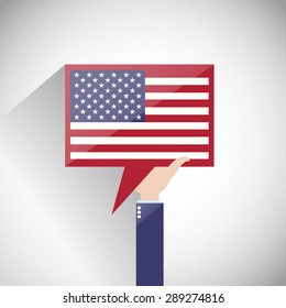 American flag speech bubble