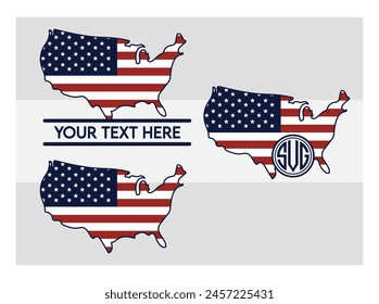 American Flag, American Flag Split Monogram, Circle Monogram, Usa Flag, United States, Distressed American, Waving American,  USA Heart Flag, USA Star, distressed, 4th of july, Wavy, vector