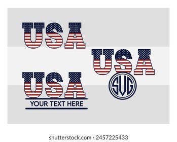 American Flag, American Flag Split Monogram, Circle Monogram, Usa Flag, United States, Distressed American, Waving American,  USA Heart Flag, USA Star, distressed, 4th of july, Wavy, vector