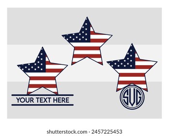 American Flag, American Flag Split Monogram, Circle Monogram, Usa Flag, United States, Distressed American, Waving American,  USA Heart Flag, USA Star, distressed, 4th of july, Wavy, vector