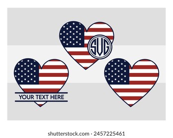 American Flag, American Flag Split Monogram, Circle Monogram, Usa Flag, United States, Distressed American, Waving American,  USA Heart Flag, USA Star, distressed, 4th of july, Wavy, vector