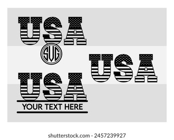 American Flag, American Flag Split Monogram, Circle Monogram, Usa Flag, United States, Distressed American, Waving American,  USA Heart Flag, USA Star, distressed, 4th of july, Wavy, vector