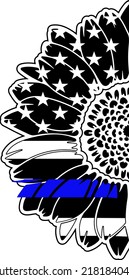 American Flag with Splitted Sunflower Blue Line, Police Sunflower Vector, Police Lives Matter EPS svg