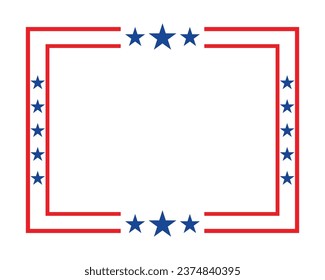 American flag square frame banner vector.