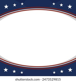 American flag square template background with empty space