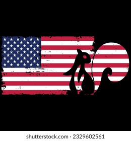 American flag squirrel 4th of july t-shirt design
