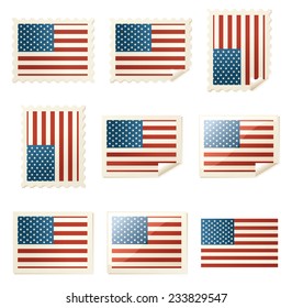 American Flag Stamps Stickers Plain Flag Stock Vector (Royalty Free ...