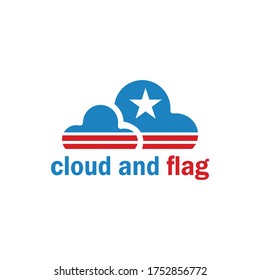 American flag Star cloud logo design vector