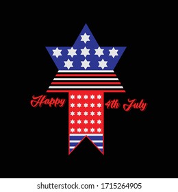 American flag star element, symbol 4th of July, Independence Day celebration. Patriotic Typography Graphics. National design. Fashion Print sportswear apparel, t shirt. Vector illustration