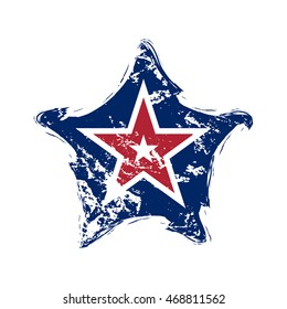 American flag star grunge element, symbol 4th of July, Independence Day celebration. Patriotic Typography Graphics. National design. Fashion Print sportswear apparel, t shirt, card Vector illustration