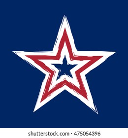 American flag star grunge element, symbol 4th of July, Independence Day celebration. Patriotic Typography Graphics. National design. Fashion Print sportswear apparel, t shirt. Vector illustration