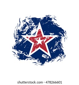 American flag star grunge element, symbol 4th of July, Independence Day celebration. Patriotic Typography Graphics. National design. Fashion Print for apparel, t shirt, card Vector illustration