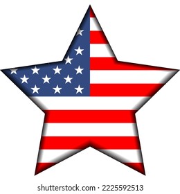ilustración vectorial de la estrella de bandera estadounidense, placa con efecto estampado o 3d