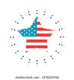 american flag in star isolated style